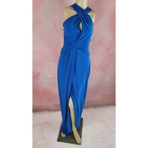Halston Heritage  Jersey Maxi Dress (size Medium Stretch color Blue W DEFECT